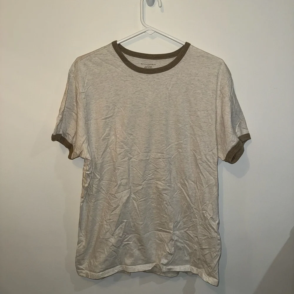 Banana Republic Beige Ringer Tee with Brown Accents